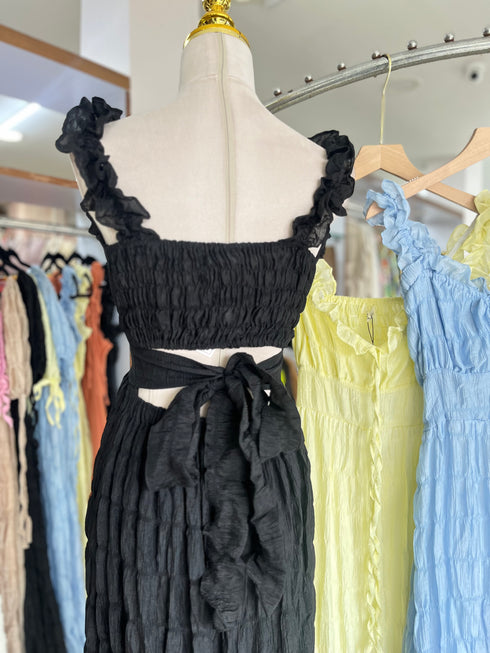 Summer Trendy  Back Hollow Out Tie Lace Long Dresses